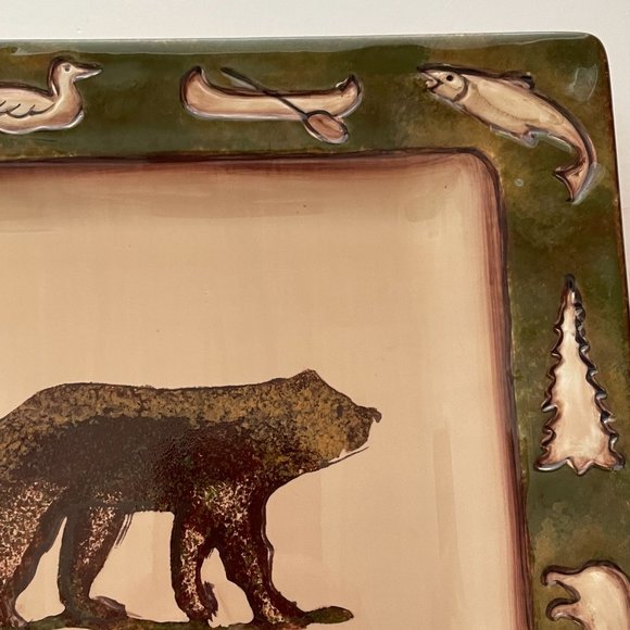 Clay Art Rustic Lodge Figural Salad Plate Bear Small Serving Plate Wood Land - Picture 6 of 11
